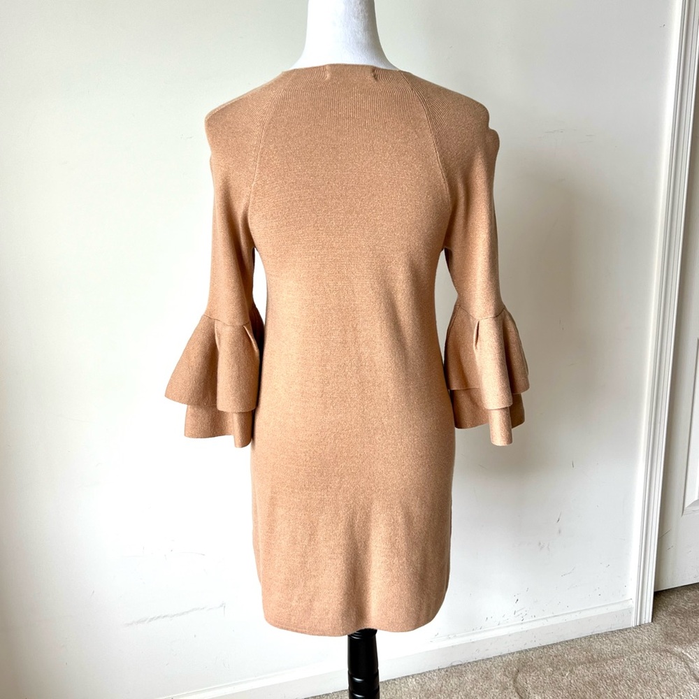 ANTHROPOLOGIE Claudette Ruffled Bell Sleeve Dress Knit Sweater Dress—SZ. Small - Picture 4 of 13